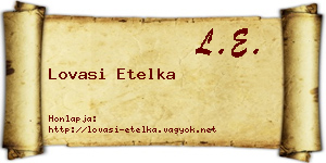 Lovasi Etelka névjegykártya